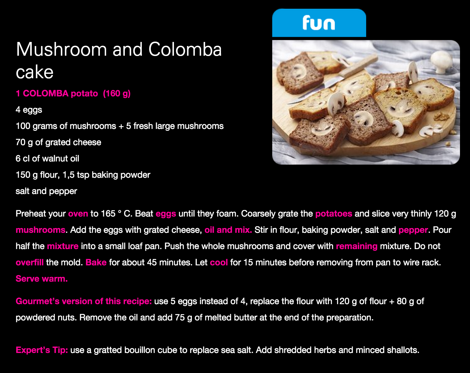 mushroomcolombacakerecipe